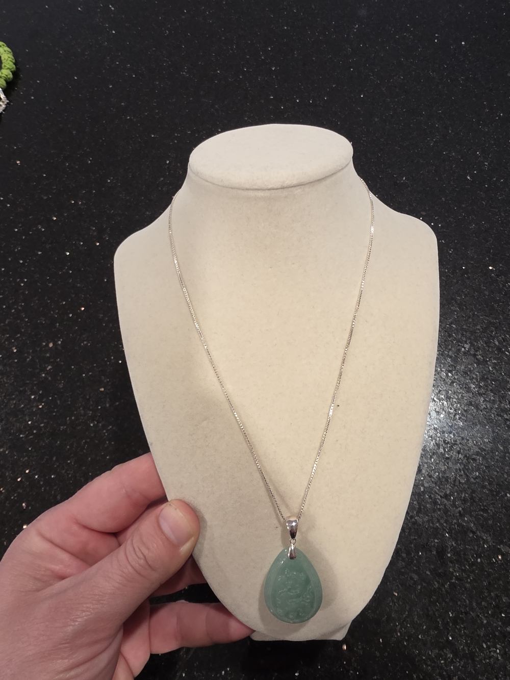 Green Teardrop Jade Pendant Necklace - Unbranded